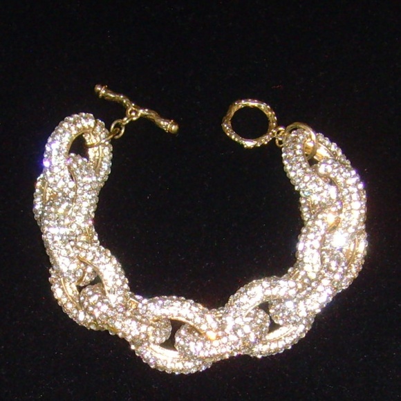 Brilliant Gold-Tone and Rhinestone Chain Link Bracelet - BLING! - Picture 10 of 11